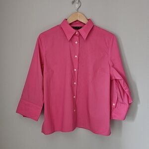 Bright pink Lands' End button down - perfect for Summer!